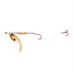 White/Gold/Mandarin Single-Treble Whip Tail Crawler Harness
