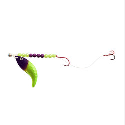 Chartreuse/Purple Single-Treble Whip Tail Crawler Harness